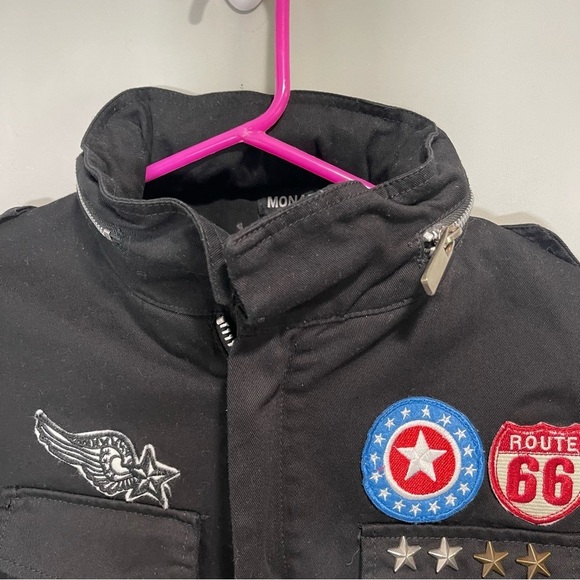 Monarda Patchwork Utility Black Jacket with Hood - Picture 10 of 13